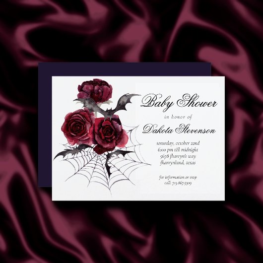 Creepy Beautiful | Gothic Floral Bat Baby Shower Einladung
