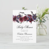 Creepy Beautiful | Gothic Floral Bats Babydusche Einladung (Stehend Vorderseite)