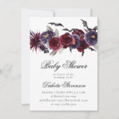 Creepy Beautiful | Gothic Floral Bats Babydusche Einladung (Vorderseite)