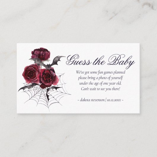 Creepy Beautiful | Gothic Floral Guess the Baby Begleitkarte (Vorderseite)