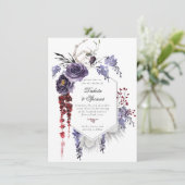 Creepy Beautiful | Gothic Floral Skeleton Wedding Einladung (Stehend Vorderseite)