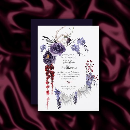 Creepy Beautiful | Gothic Floral Skeleton Wedding Einladung