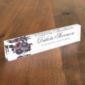 Creepy Beautiful | Gothic Lila Red Floral Fleats Namensplakette (Seite)
