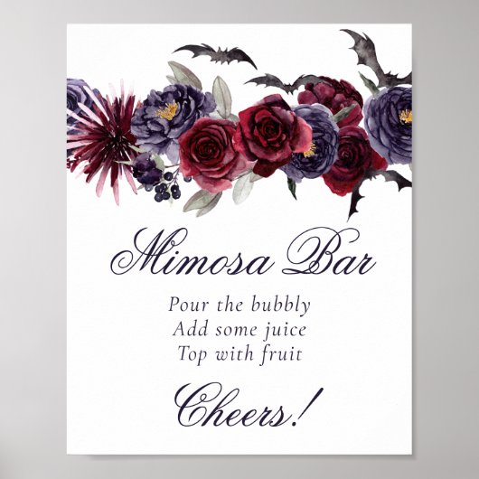 Creepy Beautiful | Gothische Blumenbats Mimosa Bar Poster (Vorne)