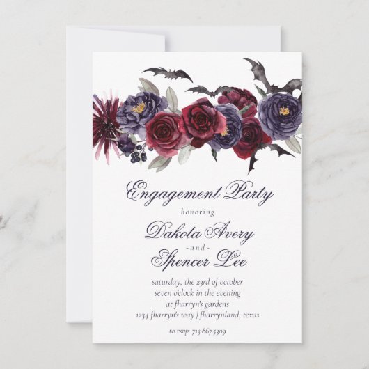 Creepy Beautiful | Gotische Verlobung für Blumenbä Einladung (Vorderseite)