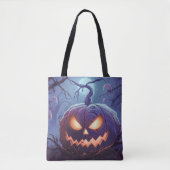 Creepy Big Jack-O' Lantern im Forest Halloween Tasche (Vorderseite)