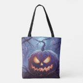 Creepy Big Jack-O' Lantern im Forest Halloween Tasche (Rückseite)