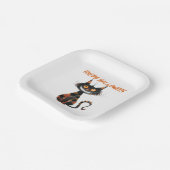 Creepy Black and Orange Cat Halloween Pappteller (Gewinkelt)