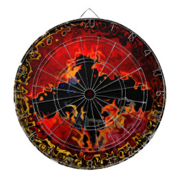 Creepy Black Bat Flames Dartscheibe