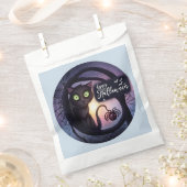 Creepy Black Cat Light Blue Happy Halloween Geschenktütchen (Ausgeschnitten)