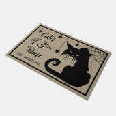 Creepy Black Cat Willkommen Fußmatte (Schrägansicht)