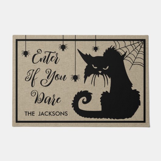 Creepy Black Cat Willkommen Fußmatte (Vorderseite)