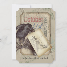 Creepy Black Crow Halloween-Ereignis Einladung