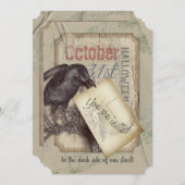 Creepy Black Crow Halloween-Ereignis Einladung (Vorne/Hinten)