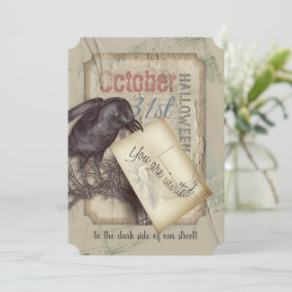 Creepy Black Crow Halloween-Ereignis Einladung