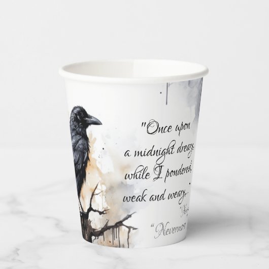 Creepy Black Raven Halloween Pappbecher (Links)