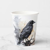 Creepy Black Raven Halloween Pappbecher (Vorderseite)