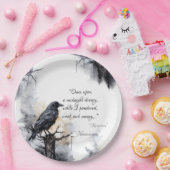 Creepy Black Raven Halloween Pappteller (Party)