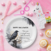 Creepy Black Raven Halloween Pappteller (Party)