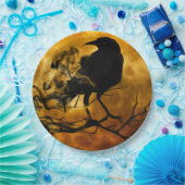 Creepy Black Raven Halloween Pappteller (Party)