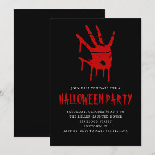 Creepy Blood Hand Print Adult Halloween-Party Einladung