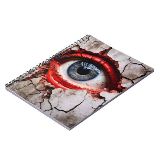 Creepy Blue Eye Quirky Fun Notizblock (Linke Seite)