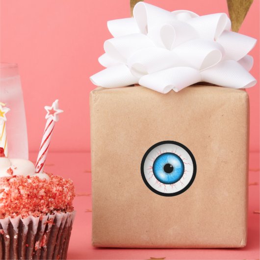 Creepy Blue Eyeball Runder Aufkleber (Party)