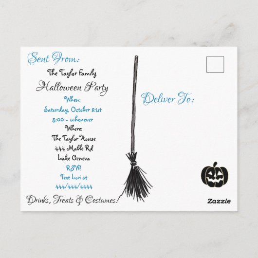 Creepy Blue Face Halloween-Party lädt ein Postkarte (Rückseite)