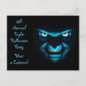 Creepy Blue Face Halloween-Party lädt ein Postkarte (Vorderseite)