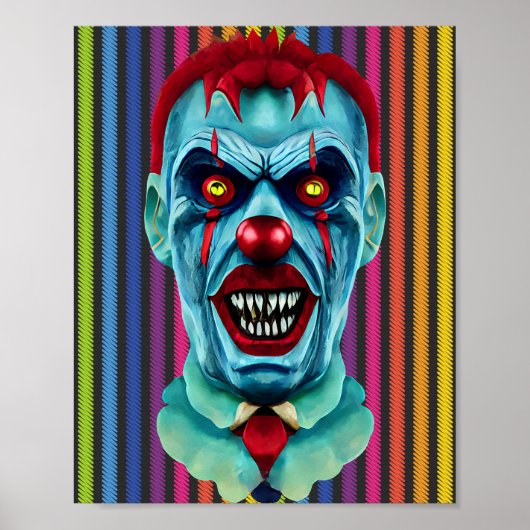 Creepy Blue Killer Zombie Clown Horror Kunst, Dich Poster (Vorne)