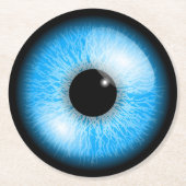 Creepy Blue Realistic Eyeball Halloween Runder Pappuntersetzer (Vorderseite)