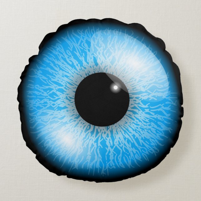Creepy Blue Realistic Eyeball Rundes Kissen (Vorderseite)