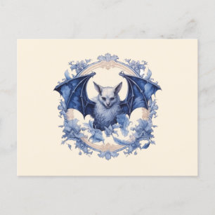 Creepy Blue und Black Bat Halloween Feiertagspostkarte