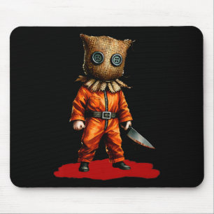 Creepy Burlap Mask Slasher Knife Horror Spooky Hal Mousepad