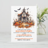 Creepy Cabin Happy Halloween Party Einladungen (Stehend Vorderseite)