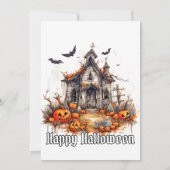 Creepy Cabin Happy Halloween Party Einladungen (Rückseite)