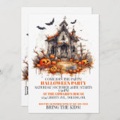 Creepy Cabin Happy Halloween Party Einladungen (Vorne/Hinten)