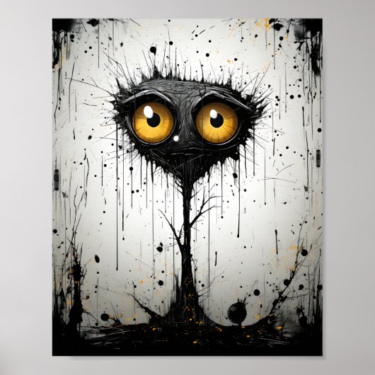 Creepy Cartoon Fantasy Halloween Monster Tree Poster (Vorne)