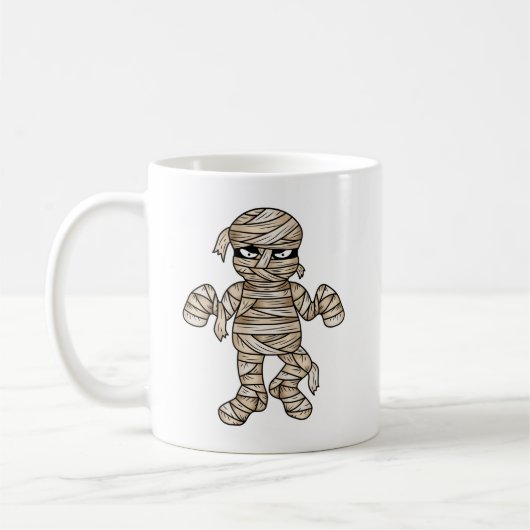 Creepy Cartoon Mummy Illustrations Halloween Thema Kaffeetasse (Links)
