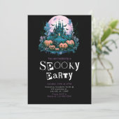 Creepy Castle Minimalistisches Halloween-Party Einladung (Stehend Vorderseite)