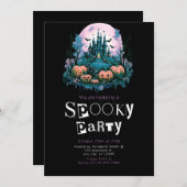 Creepy Castle Minimalistisches Halloween-Party Einladung (Vorne/Hinten)