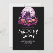 Creepy Castle Minimalistisches Halloween-Party Einladung (Vorderseite)