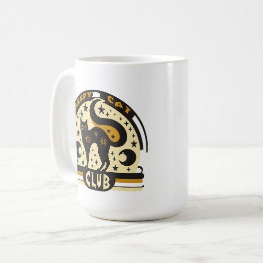 Creepy Cat Club – Retro Mystical Black Cat Design Kaffeetasse (Vorderseite Links)