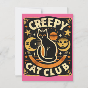 Creepy Cat Club - Retro Mystisches Design der schw Postkarte