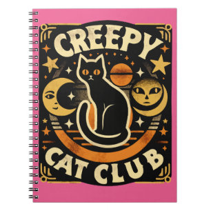 Creepy Cat Club – Retro Mystisches Schwarzes Katze Notizblock