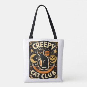 Creepy Cat Club – Retro Mystisches Schwarzes Katze Tasche