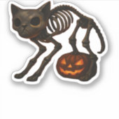 Creepy Cat Skeleton Halloween-Geschenk Klassischer Aufkleber (Vorderseite)