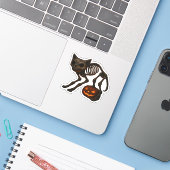 Creepy Cat Skeleton Halloween-Geschenk Klassischer Aufkleber (Laptop mit iPhone)