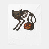 Creepy Cat Skeleton Halloween-Geschenk Klassischer Fleecedecke (Vorderseite)