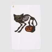 Creepy Cat Skeleton Halloween-Geschenk Klassischer Golfhandtuch (Vorderseite)